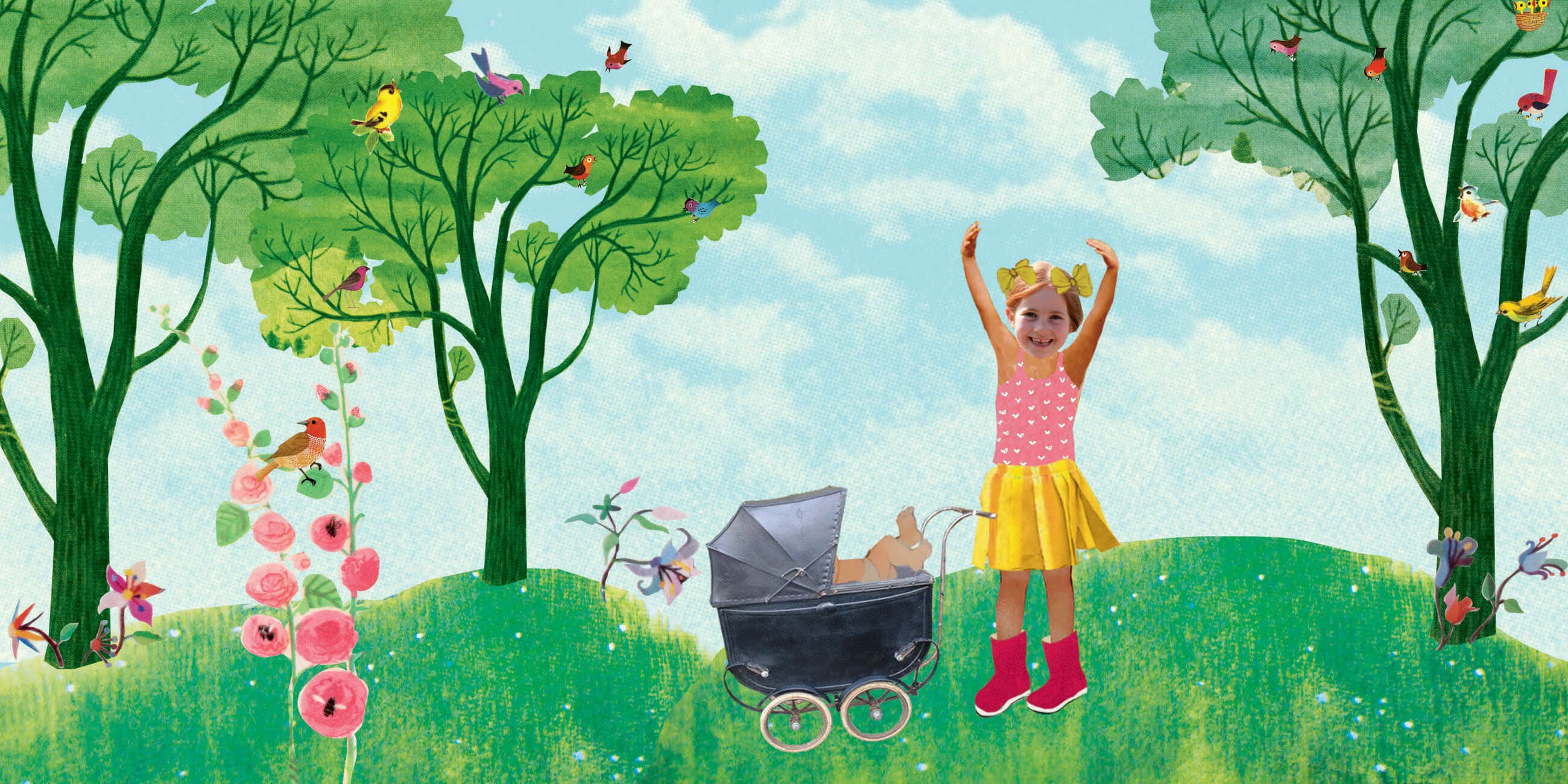 Geboortekaartje aankondiging announcement birth kaartje birthcard card baby babycard Origineel uniek feest vintage retro poesie nostalgie gezellig vrolijk kleurrijk stoer schattig nostalgisch fantasie creatief art kunst illustratie illustration gouden boekje kijkplaat zoekprent zoekplaat zoekboek kinderboek festival reizen gepersonaliseerd Bloemen dieren broer zus kindje meisje jongen genderneutraal gender neutraal cultuur huidskleur zwart donker Turks Chinees halfbloed Marokkaans Surinaams Antilliaans grote broer grote zus kinderwagen wagentje wiegje stroller Pram wandelwagen bos natuur vrolijk grappig fantasie zomer bikini vogels badpak tuin buiten