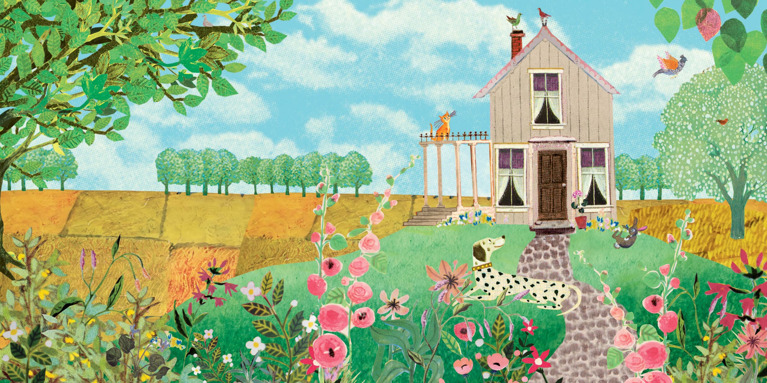 Geboortekaartje aankondiging announcement birth kaartje birthcard card baby babycard Origineel uniek feest vintage retro poesie nostalgie gezellig vrolijk kleurrijk stoer schattig nostalgisch fantasie creatief art kunst illustratie illustration gouden boekje kijkplaat zoekprent zoekplaat zoekboek kinderboek festival reizen gepersonaliseerd Bloemen dieren broer zus kindje meisje jongen genderneutraal gender neutraal cultuur huidskleur zwart donker Turks Chinees halfbloed Marokkaans Surinaams Antilliaans buiten huis eigenhuis hond huisdier buiten tuin poes rozen stokrozen dalmatiër pietepaf serre bloemen landschap hek paadje pad