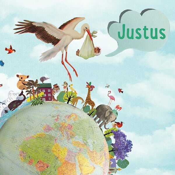 geboortekaartje, birth announcement, multiculti, multi cultureel, wereldbol, wereld, aarde, globe, vrolijk, vintage, nostalgisch, grappig, stoer, lief, hip, ooievaar, Suriname, Marokkaans, islamitisch, dieren, wereldburger, vogels, olifant, koala, giraffe, mooie wereld,