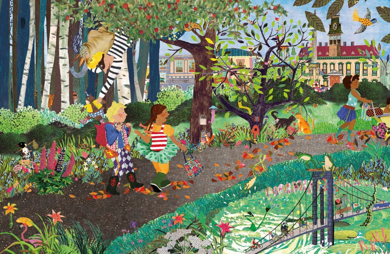 Collage illustratie illustration collegeart rotterdam redactioneel helder ervaren illustrator professioneel eigen stijl eigenstijl vrolijk eigentijds hip vintage nostalgisch kleurrijk kinderboek prentenboek kijkboek zoekboek beer teddybeer dieren dief jongen meisje circus kleurrijk nostalgisch doodgewone dag dierendief dieren flamingo beer kinderboek zoekboek kijkboek rotterdam park spannend