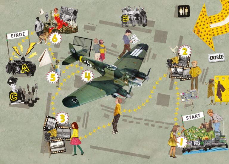plattegrond illustratie voor museum tentoonstelling over tweede wereld oorlog bombardement rotterdam voor museum rotterdam