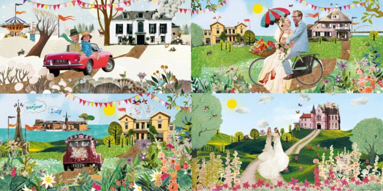 Origineel uniek feest vintage retro poesie nostalgie gezellig locatie trouwlocatie liefdespad weg trouwauto uniek vrolijk kleurrijk stoer schattig nostalgisch fantasie creatief art kunst illustratie illustration festival foodtruck reuzenrad amsterdam rotterdam kijkplaat zoekprent zoekplaat zoekboek kinderboek festival reizen gepersonaliseerd Bloemen dieren bootje gezin familie portret Huwelijk trouwen trouwfeest huwelijksfeest liefdesfeest Gay homo homohuwelijk lesbisch tweevrouwen tweemannen samelove LHTB gay huwelijkskaarten bolide VW kever trouwauto trouwlocatie familieportret