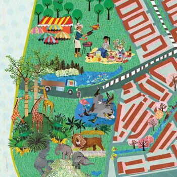 beschermd stadsgezicht stadsontwikkeling gemeente rotterdam plattegrond portret architectuur gebouwen iconen historisch typisch toonaangevend typerend gevels structuren stadsgezicht monument beeldkwaliteit stedenbouw architectuur collage illustratie professioneel Grootzus sfeervol vrolijk vroesenpark diergaarde Blijdorp van Maanenbad na-oorlogs jaren dertig woningen woonwijk hofbogen festival vroesenpaviljoen prinsenkerk Ravesteyn statensingel gemaal bergpolderflat