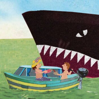 varen doe je samen illustratie ansichtkaart wenskaart zee meer recreatie pleziervaart beroepsvaart rivier marifoon regels waterregels verkeersregels vaarregels dode hoek collage professioneel illustreren grootzus