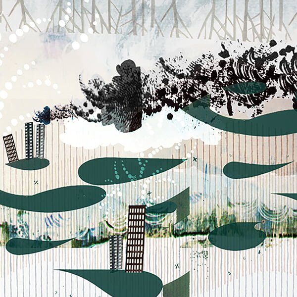 geur odour ontwikkeling onderzoek geur vangen aanpassen industrie omgeving milieu stank illustratie editorial professioneel collage illustratie grootzus