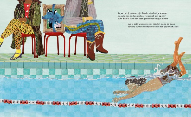 Illustratie illustration collage professioneel sfeervol redactioneel boekillustratie tijdschrift onderwerp intelligent doelgericht innemend gevoelig grootzus fantasie realistisch grafisch figuratief fotografisch nostalgisch vintage vrolijk humor doeltreffend kinderboek Sjoerd kuyper Sjoerd Kuijper kuiper scheiden gescheiden ouders scheiding kinderen gescheiden ouders poes vriendschap missen gemis Origineel uniek feest vintage retro poesie nostalgie gezellig vrolijk kleurrijk stoer schattig nostalgisch stad rode kater liefde nieuwe liefde stiefouders stiefmoeder liefde zwemdiploma diploma halen kinderboek heen en weer