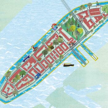 beschermd stadsgezicht stadsontwikkeling gemeente rotterdam plattegrond portret architectuur gebouwen iconen historisch typisch toonaangevend typerend gevels structuren stadsgezicht monument beeldkwaliteit stedenbouw architectuur collage illustratie professioneel Grootzus sfeervol vrolijk Noordereiland maas hulstkamp ooms Wilhelmina fontein wederopbouw hef hefbrug bruggenhoofd Willemsbrug koninginnebrug klassiek historisch