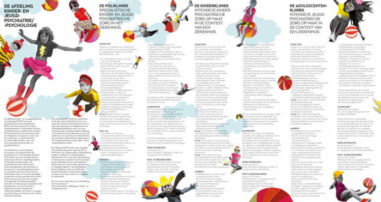 kinder- jeugd psychiatrie illustratie redactioneel professioneel collage grootzus jeugd kinderen pubers adolescent kleurrijk verwijzing verwijzen folder promotie informatie problematiek illustratie jeugdzorg jeugdhulp ggz ADHD depressie stoornis anorexia autisme beeld collage