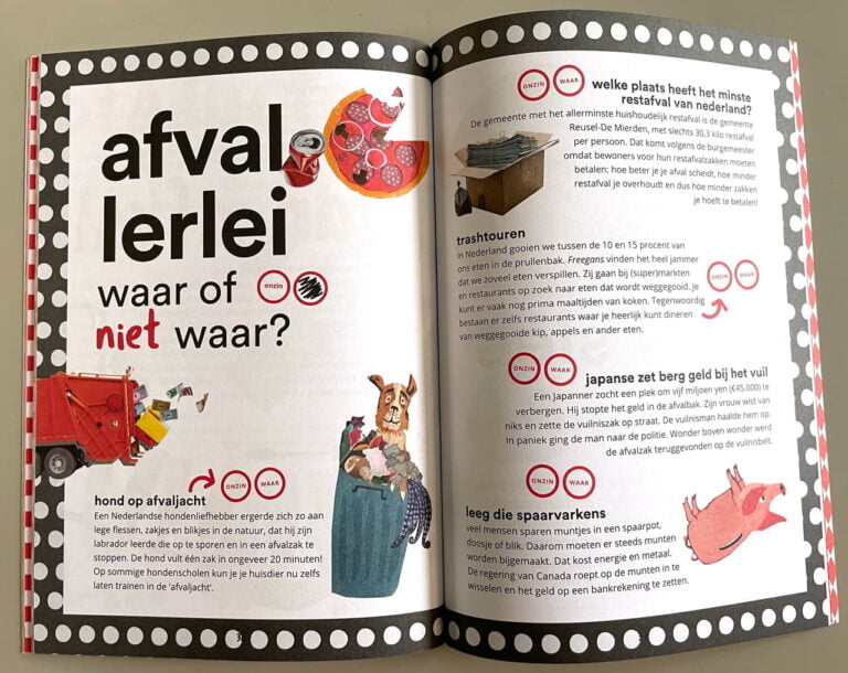 illustraties voor het boekje de groene bende met tips en weetjes over duurzaamheid energie en afval voor jongeren