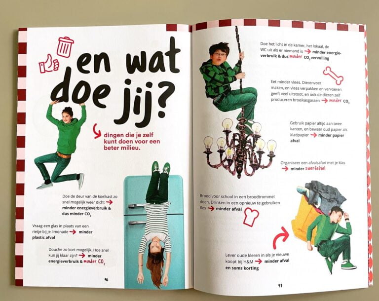 illustraties voor het boekje de groene bende met tips en weetjes over duurzaamheid energie en afval voor jongeren