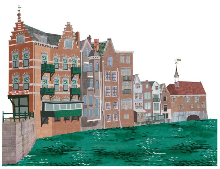 beschermd stadsgezicht stadsontwikkeling gemeente rotterdam plattegrond portret architectuur gebouwen iconen historisch typisch toonaangevend typerend gevels structuren stadsgezicht monument beeldkwaliteit stedenbouw architectuur collage illustratie professioneel Grootzus sfeervol vrolijk VOC molen Delfshaven historisch Delfshaven molen pietheynsbrug pelgrimsvaderkerk kraantje de fabriek dubbelde palmboom aelbrechtkolk rotterdam west