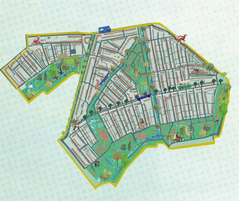 beschermd stadsgezicht stadsontwikkeling gemeente rotterdam plattegrond portret architectuur gebouwen iconen historisch typisch toonaangevend typerend gevels structuren stadsgezicht monument beeldkwaliteit stedenbouw architectuur collage illustratie professioneel Grootzus sfeervol vrolijk Vreewijk rotterdam zuid aan de lede groene zoom langsgeer witte paard zuiderziekenhuis brink dreef klassiek historisch