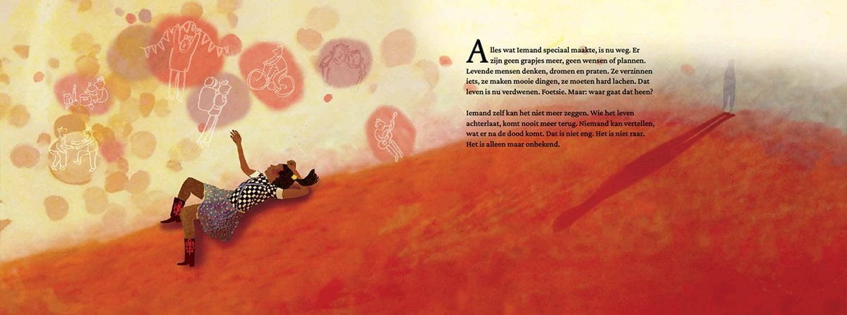 prentenboek, illustraties, grootzus, floor bal, gottmer, collage, dood, verlies, gemis, verwerken, kinderen, overlijden, inclusief, inclusieve kinderboeken, uniek, eigen, vertederend, geruststellend, begrafenis, begraven, cremeren, islamitisch, geloof, christelijk,