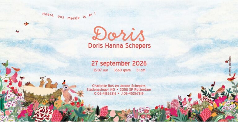 Geboortekaartje aankondiging announcement birth kaartje birthcard card baby babycard Origineel uniek feest vintage retro poesie nostalgie gezellig vrolijk kleurrijk stoer schattig nostalgisch fantasie creatief art kunst illustratie illustration kijkplaat zoekprent zoekplaat zoekboek kinderboek festival reizen gepersonaliseerd Bloemen dieren broer zus kindje meisje jongen genderneutraal gender neutraal cultuur huidskleur zwart donker Turks Chinees halfbloed Marokkaans Aziatisch Surinaams Antilliaans Landschap bos bosdieren konijn das hert Bambi hertjes vos vosje uil haas romantisch poesie nazomer gezellig warm sunset