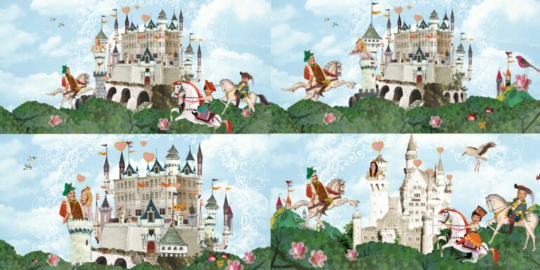Origineel uniek feest vintage retro poesie Neuschwanstein romantisch kasteel Disney ridder jonkvrouw schaken paard prins prinses wittepaard nostalgie gezellig vrolijk sprookjesachtig sprookje kleurrijk stoer schattig nostalgisch fantasie creatief art kunst illustratie illustration festival foodtruck bakfiets op de fiets achterop reuzenrad amsterdam rotterdam kijkplaat zoekprent zoekplaat zoekboek kinderboek festival reizen gepersonaliseerd Bloemen dieren bootje gezin familie portret Huwelijk trouwen trouwfeest huwelijksfeest liefdesfeest Gay homo homohuwelijk lesbisch tweevrouwen tweemannen samelove LHTB gay huwelijkskaarten bolide VW kever trouwauto trouwlocatie familieportret
