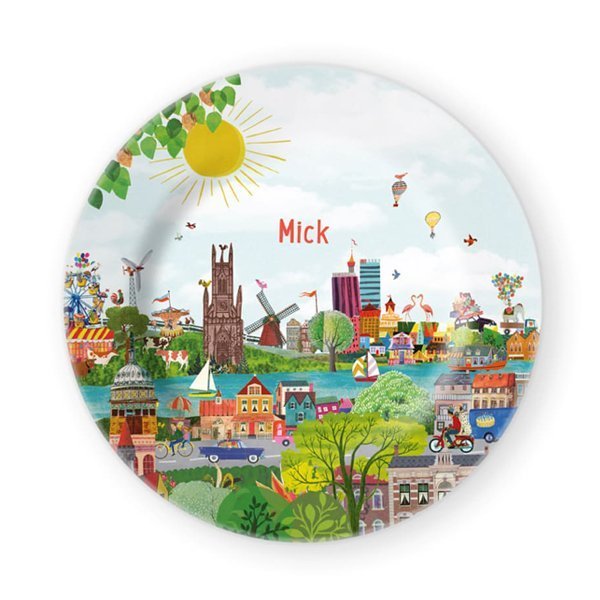 Kinderbord ontbijtbord melamine polymeer feestbord geboortebord bordje taartvorm kerst pasen sinterklaas feestdagen servies Origineel uniek feest vintage retro poesie nostalgie gezellig vrolijk kleurrijk stoer schattig nostalgisch fantasie creatief art kunst illustratie illustration gouden boekje kijkplaat zoekprent zoekplaat zoekboek kinderboek festival reizen gepersonaliseerd Bloemen dieren broer zus kindje meisje jongen genderneutraal gender neutraal cultuur huidskleur zwart donker Turks Chinees halfbloed Marokkaans Surinaams Antilliaans landschap dorp stad Hollands water rivier landje landschap