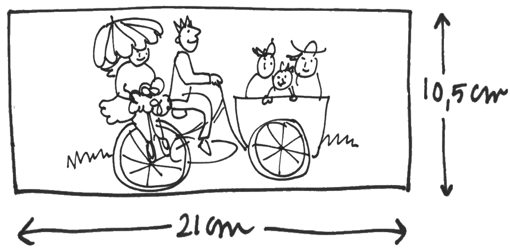 uitleg over de afmetingen en formaten van het rechthoekige liggende trouwkaartje