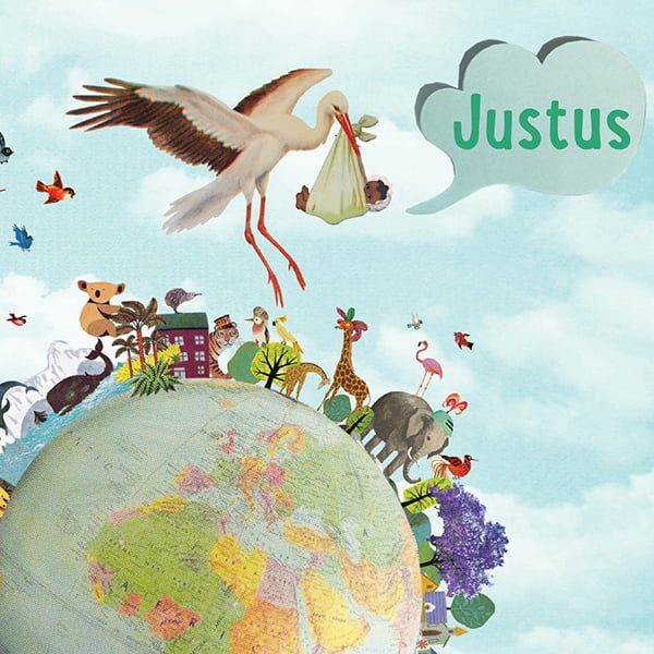 geboortekaartje, birth announcement, multiculti, multi cultureel, wereldbol, wereld, aarde, globe, vrolijk, vintage, nostalgisch, grappig, stoer, lief, hip, ooievaar, Suriname, Marokkaans, islamitisch, dieren, wereldburger, vogels, olifant, koala, giraffe, mooie wereld,