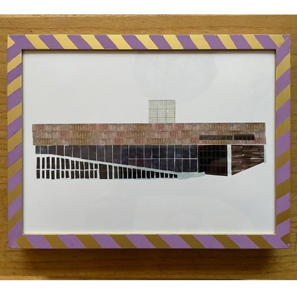 kunstwerk met handbeschilderd lijstje en architectuur portret van de kunsthal in rotterdam