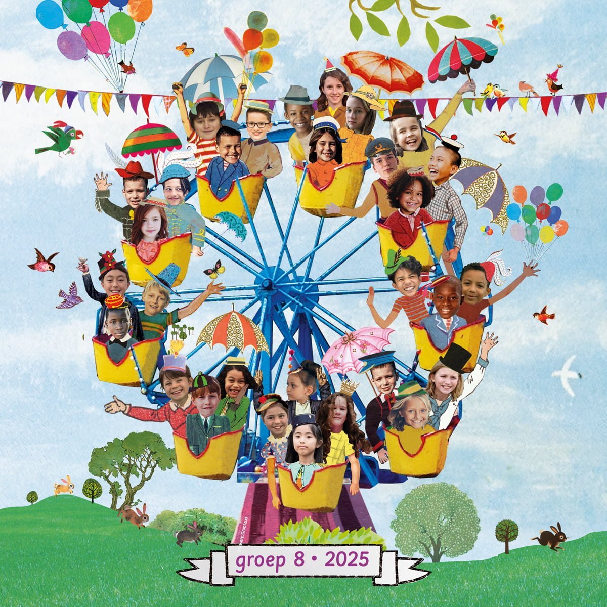 portret van de hele klas in een reuzenrad