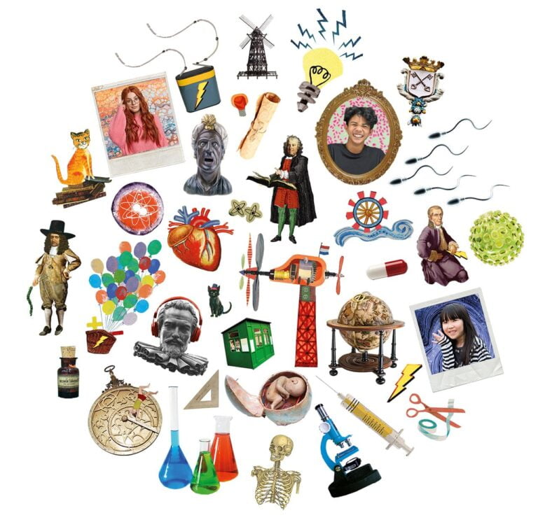 behang voor muur en website van rijksmuseum boerhaave over alles wat er te ontdekken is in het museum
