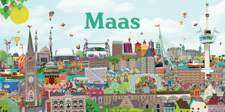 Vrolijk geboortekaartje met Rotterdamse iconische gebouwen