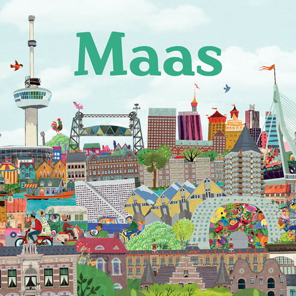 Vrolijk geboortekaartje met Rotterdamse iconische gebouwen