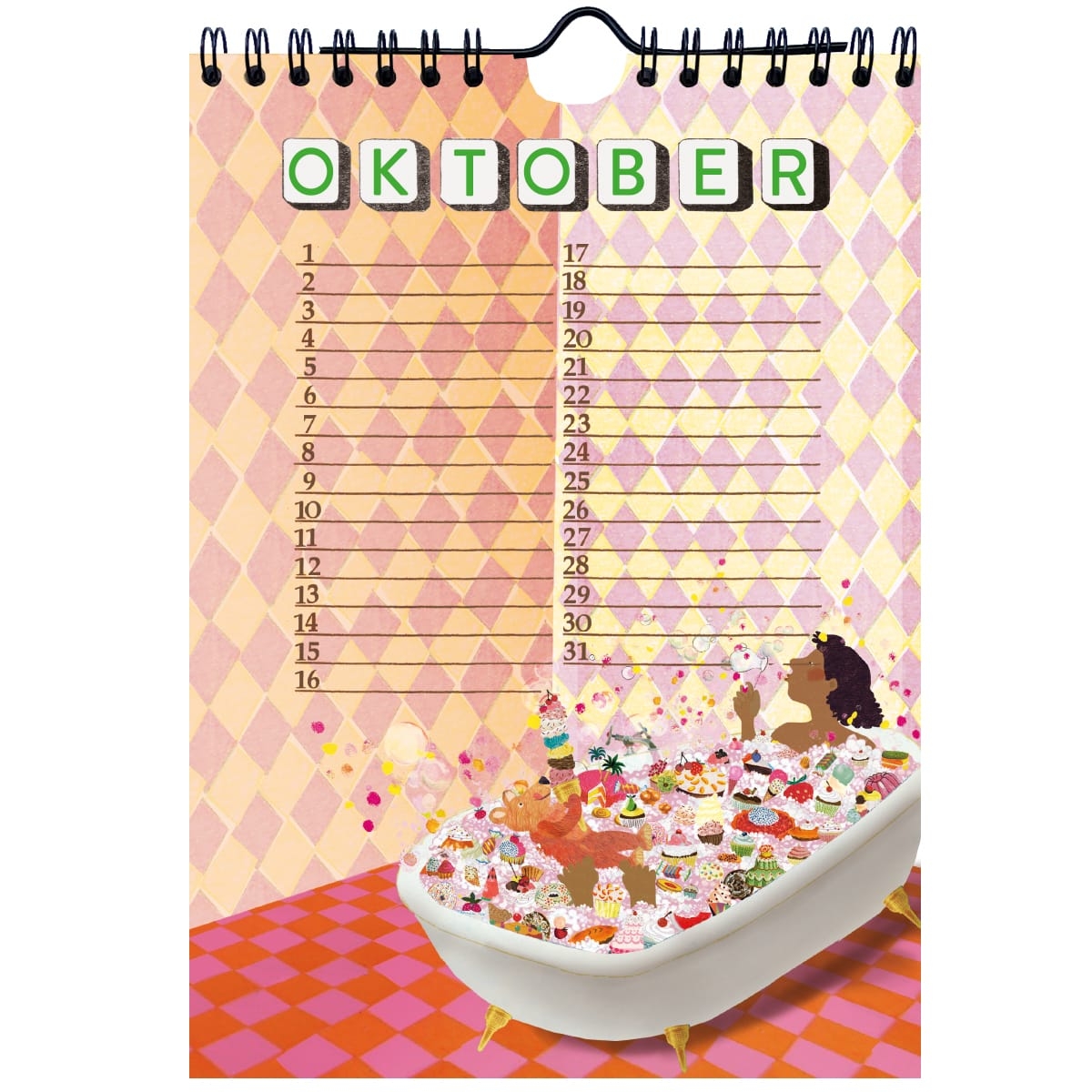 feestelijke verjaardagskalender met veel taart