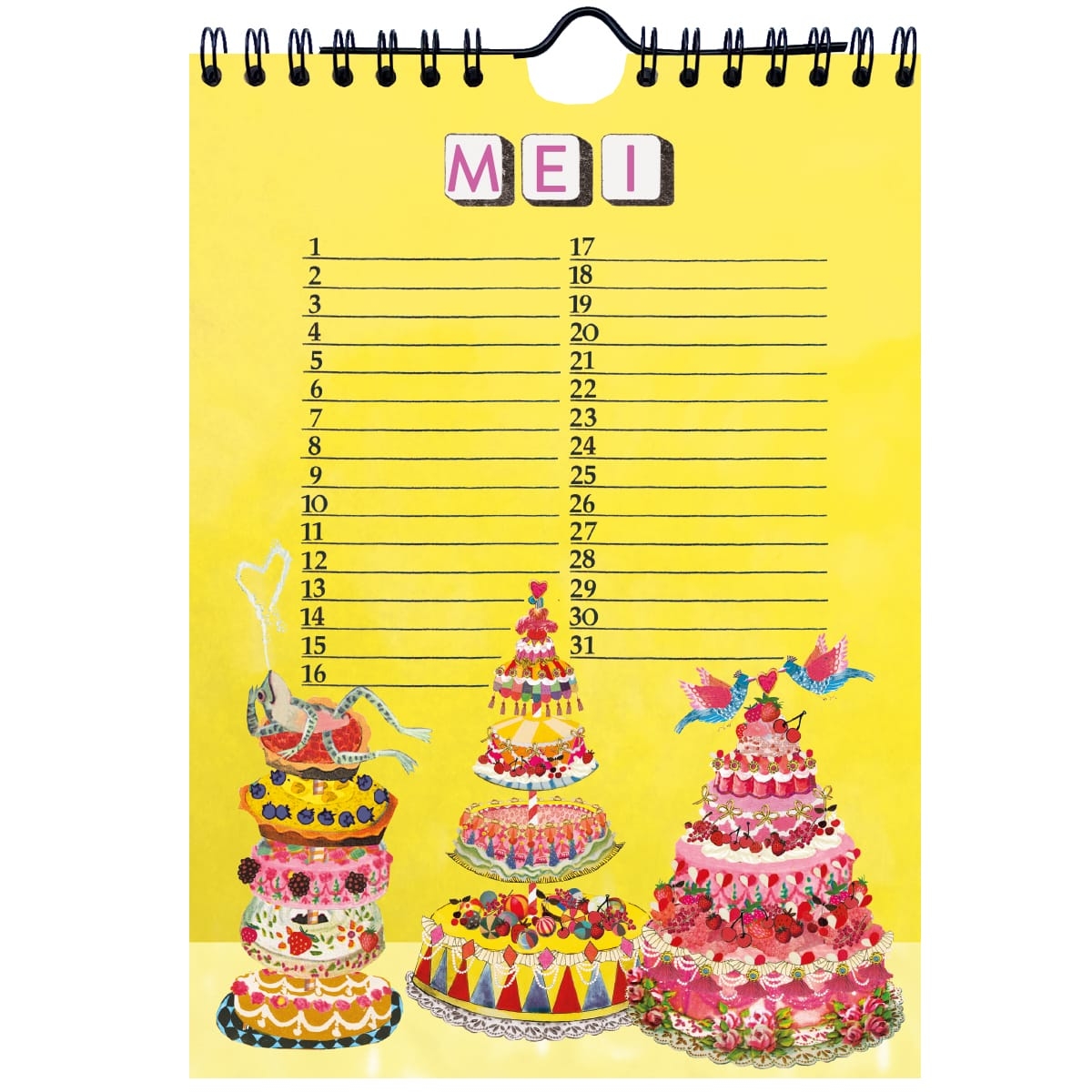 feestelijke verjaardagskalender met veel taart