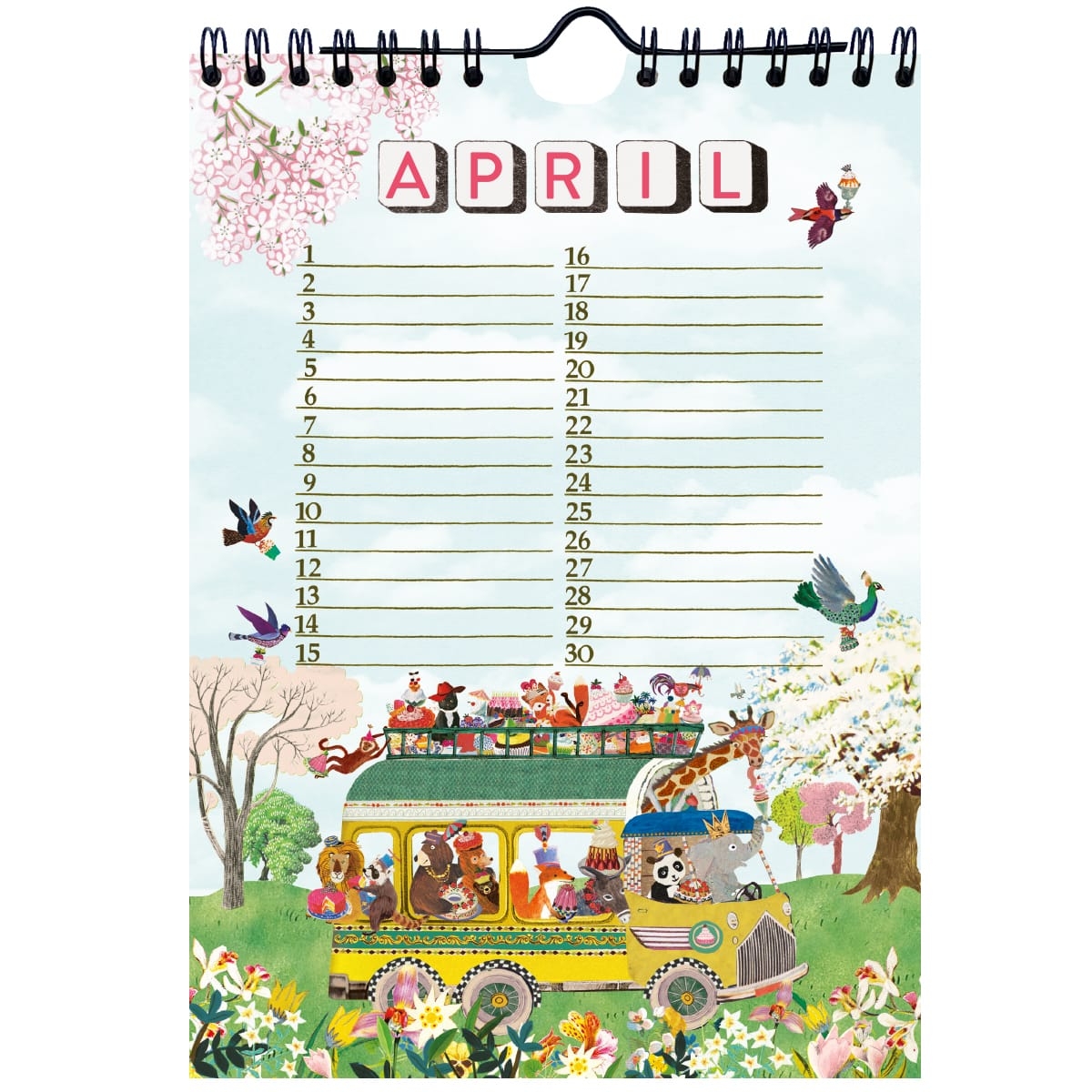 feestelijke verjaardagskalender met veel taart