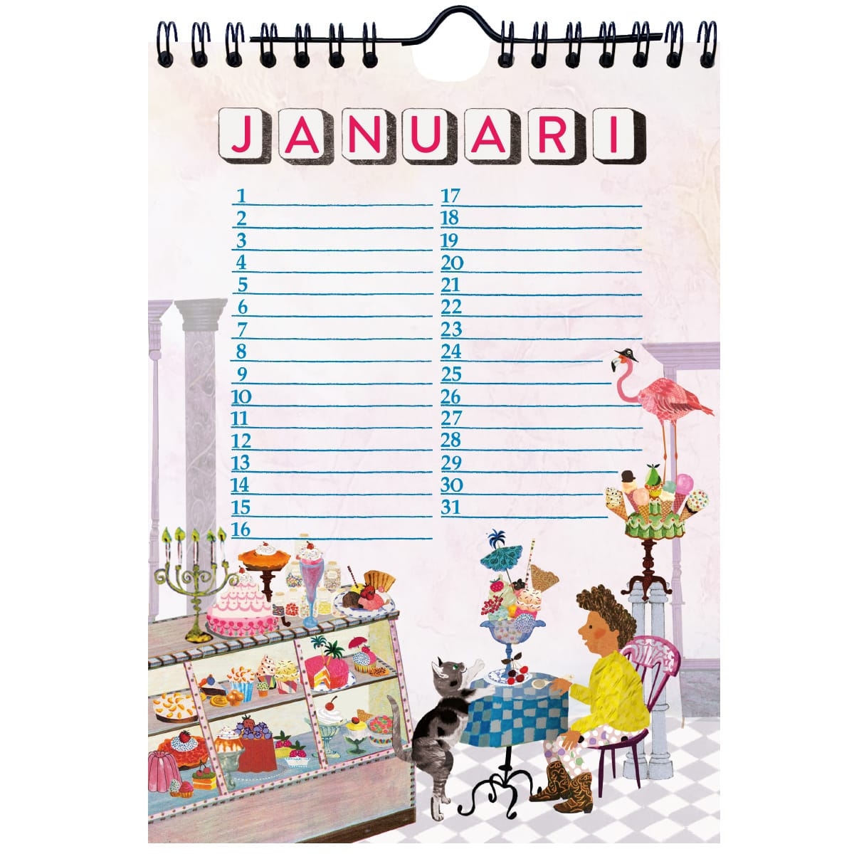 feestelijke verjaardagskalender met veel taart