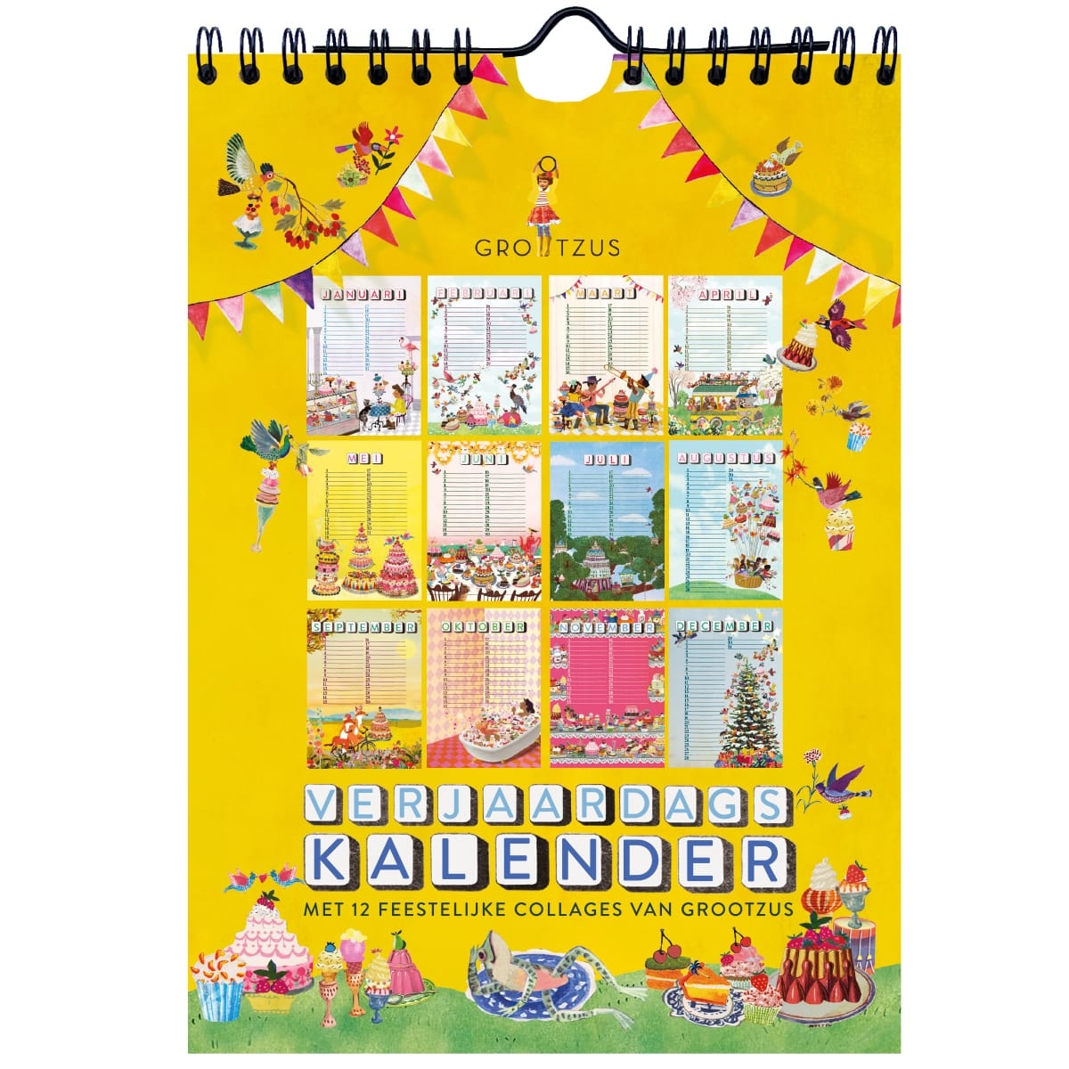 feestelijke verjaardagskalender met veel taart