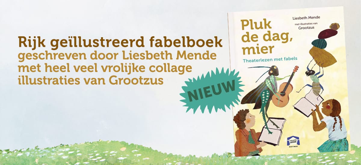 illustraties voor prentenboek, pluk de dag mier, collages, fabels, dieren, leren lezen, theaterlezen