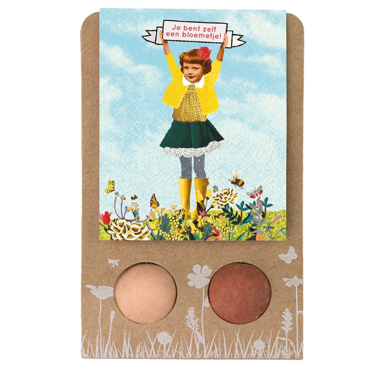 Kaart met 2 zaadbommetjes van Blossombs 8216Je bent zelf een bloemetje8217